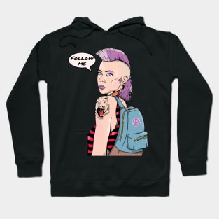 Retro Punk Woman Hoodie